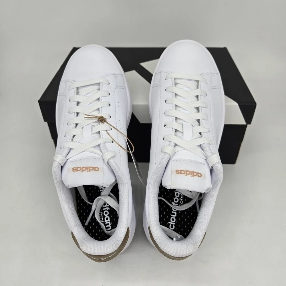 Adidas Women's Advantage 'White Copper Metallic' Shoes Size 7 New